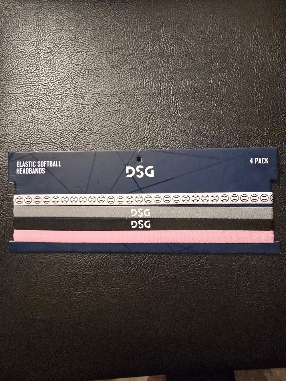 DSG 4-Pack Elastic Headbands — White, Black, Pink, Navy (Softball) - Picture 2 of 3